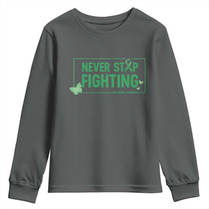 Liver Cancer Warrior Youth Sweatshirt Never Stop Fighting Support Gift
