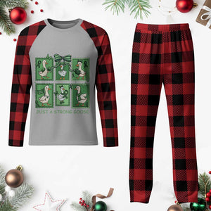 Funny Liver Cancer Warrior Support Gift Plaid Pajama Set Just A Strong Goose
