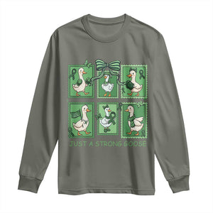 Funny Liver Cancer Warrior Support Gift Long Sleeve Shirt Just A Strong Goose