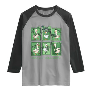 Funny Liver Cancer Warrior Support Gift Raglan Shirt Just A Strong Goose