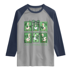 Funny Liver Cancer Warrior Support Gift Raglan Shirt Just A Strong Goose