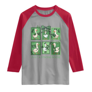 Funny Liver Cancer Warrior Support Gift Raglan Shirt Just A Strong Goose