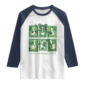 Funny Liver Cancer Warrior Support Gift Raglan Shirt Just A Strong Goose