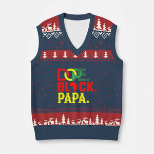 Dope Black Papa V-Neck Knit Sweater Vest Melanin King Fathers Day Gift