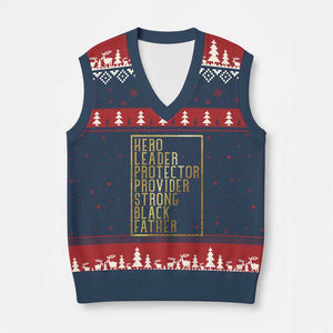 Strong Black Father V-Neck Knit Sweater Vest Hero Leader Provider Protector Gift