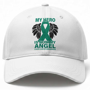 Liver Cancer Awareness Memorial Gift Baseball Cap My Hero Is Now My Angel