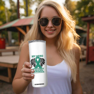Liver Cancer Awareness Memorial Gift Skinny Tumbler My Hero Is Now My Angel