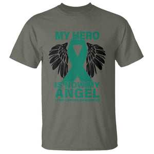 Liver Cancer Awareness Memorial Gift T Shirt My Hero Is Now My Angel