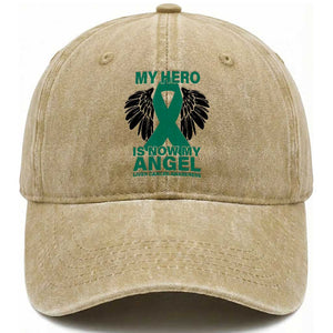 Liver Cancer Awareness Memorial Gift Washed Cotton Baseball Cap My Hero Is Now My Angel