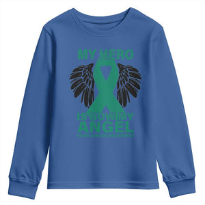 Liver Cancer Awareness Memorial Gift Youth Sweatshirt My Hero Is Now My Angel