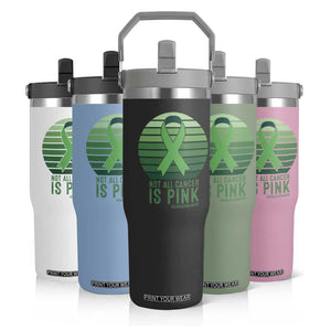 Liver Cancer Awareness Flip Straw Tumbler Not All Cancer Is Pink Ribbon Support Gift