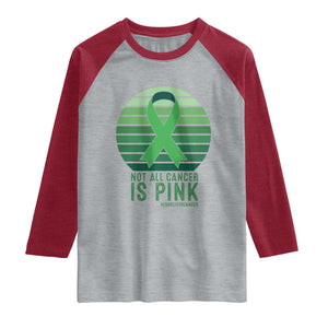 Liver Cancer Awareness Raglan Shirt Not All Cancer Is Pink Ribbon Support Gift