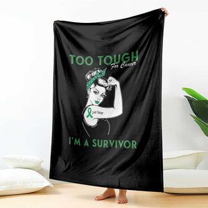 Liver Cancer Warrior Woman Gift Throw Blanket Too Tough For Cancer Im A Survivor