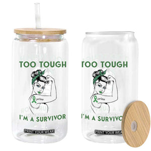 Liver Cancer Warrior Woman Gift Glass Can Too Tough For Cancer Im A Survivor