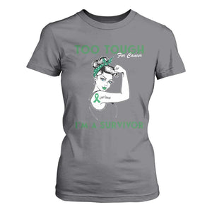 Liver Cancer Warrior Woman Gift T Shirt For Women Too Tough For Cancer Im A Survivor