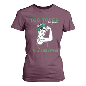 Liver Cancer Warrior Woman Gift T Shirt For Women Too Tough For Cancer Im A Survivor
