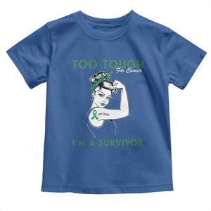 Liver Cancer Warrior Woman Gift Toddler T Shirt Too Tough For Cancer Im A Survivor