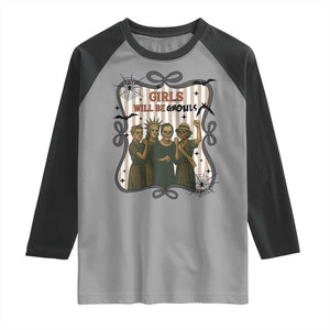 Halloween Feminist Raglan Shirt Girls Will Be Ghouls Women Empowerment TS12 Sport Gray Black Print Your Wear