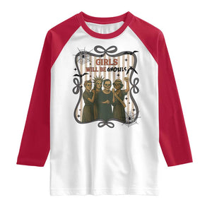Halloween Feminist Raglan Shirt Girls Will Be Ghouls Women Empowerment TS12 White Red Print Your Wear