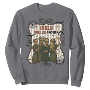 Halloween Feminist Sweatshirt Girls Will Be Ghouls Women Empowerment TS12 Charcoal Print Your Wear
