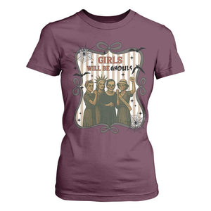 Halloween Feminist T Shirt For Women Girls Will Be Ghouls Women Empowerment TS12 Maroon Print Your Wear