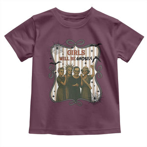 Halloween Feminist Toddler T Shirt Girls Will Be Ghouls Women Empowerment TS12 Maroon Print Your Wear