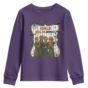 Halloween Feminist Youth Sweatshirt Girls Will Be Ghouls Women Empowerment TS12 Purple Print Your Wear