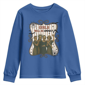 Halloween Feminist Youth Sweatshirt Girls Will Be Ghouls Women Empowerment TS12 Royal Blue Print Your Wear