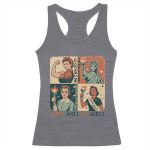 Girls Will Be Girls Racerback Tank Top Patriotic Feminist USA Women TS12 Charcoal Print Your Wear