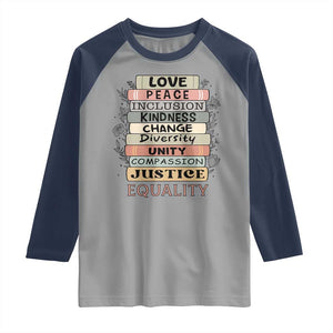Human Rights Bookish Raglan Shirt Kindness Peace Equality Flower For Women TS12 Sport Gray Navy Print Your Wear