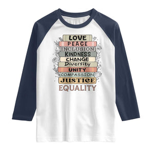Human Rights Bookish Raglan Shirt Kindness Peace Equality Flower For Women TS12 White Navy Print Your Wear