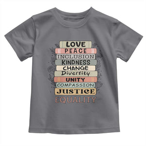 Human Rights Bookish Toddler T Shirt Kindness Peace Equality Flower For Women TS12 Charcoal Print Your Wear