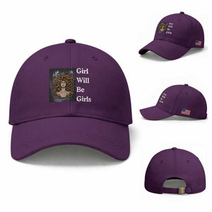 Girl Will Be Girls Baseball Cap Medusa Mythology Feminist Women TS12 Baseball Cap Universal Fit Purple Print Your Wear