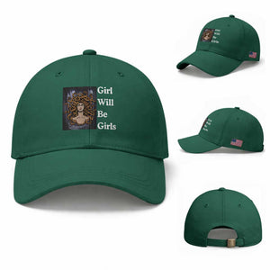 Girl Will Be Girls Baseball Cap Medusa Mythology Feminist Women TS12 Baseball Cap Universal Fit Irish Green Print Your Wear