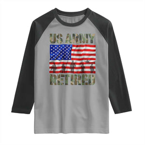 Retired Veteran Raglan Shirt American Flag US Army Patriotic USA Pride TS12 Sport Gray Black Print Your Wear