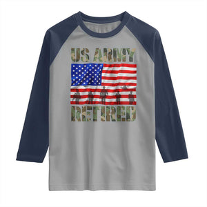 Retired Veteran Raglan Shirt American Flag US Army Patriotic USA Pride TS12 Sport Gray Navy Print Your Wear