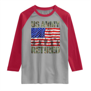 Retired Veteran Raglan Shirt American Flag US Army Patriotic USA Pride TS12 Sport Gray Red Print Your Wear
