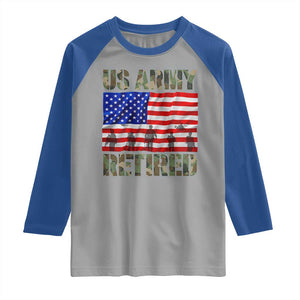 Retired Veteran Raglan Shirt American Flag US Army Patriotic USA Pride TS12 Sport Gray Royal Print Your Wear