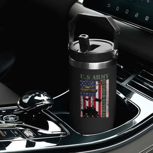 Retired Army Flip Straw Tumbler American Flag US Patriotic USA Pride TS12 Print Your Wear