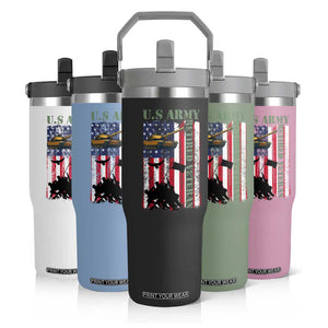 Retired Army Flip Straw Tumbler American Flag US Patriotic USA Pride TS12 Print Your Wear