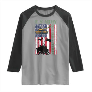 Retired Army Raglan Shirt American Flag US Patriotic USA Pride TS12 Sport Gray Black Print Your Wear