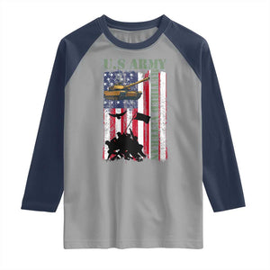 Retired Army Raglan Shirt American Flag US Patriotic USA Pride TS12 Sport Gray Navy Print Your Wear