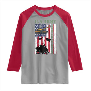 Retired Army Raglan Shirt American Flag US Patriotic USA Pride TS12 Sport Gray Red Print Your Wear