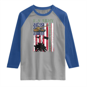 Retired Army Raglan Shirt American Flag US Patriotic USA Pride TS12 Sport Gray Royal Print Your Wear