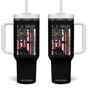Retired Army Tumbler With Handle American Flag US Patriotic USA Pride TS12 One Size: 40 oz Black Print Your Wear