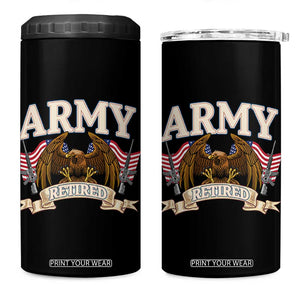 Retirement Army Veteran 4 in 1 Can Cooler Tumbler American Flag USA Patriotic TS12 One Size: 16 oz Black Print Your Wear