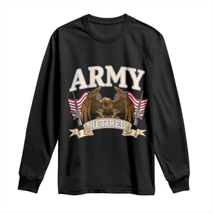 Retirement Army Veteran Long Sleeve Shirt American Flag USA Patriotic TS12 Black Print Your Wear