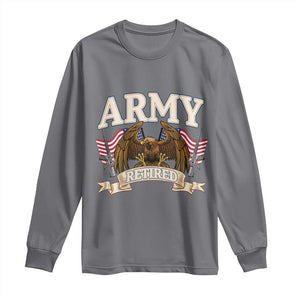Retirement Army Veteran Long Sleeve Shirt American Flag USA Patriotic TS12 Charcoal Print Your Wear