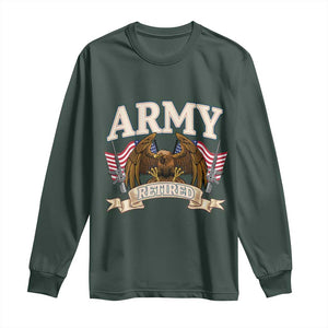Retirement Army Veteran Long Sleeve Shirt American Flag USA Patriotic TS12 Dark Forest Green Print Your Wear