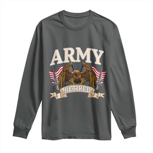 Retirement Army Veteran Long Sleeve Shirt American Flag USA Patriotic TS12 Dark Heather Print Your Wear